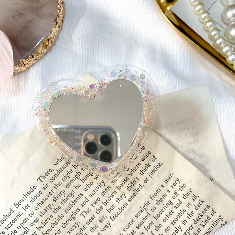 Popsocket med spegel - Glittrigt Hjärta