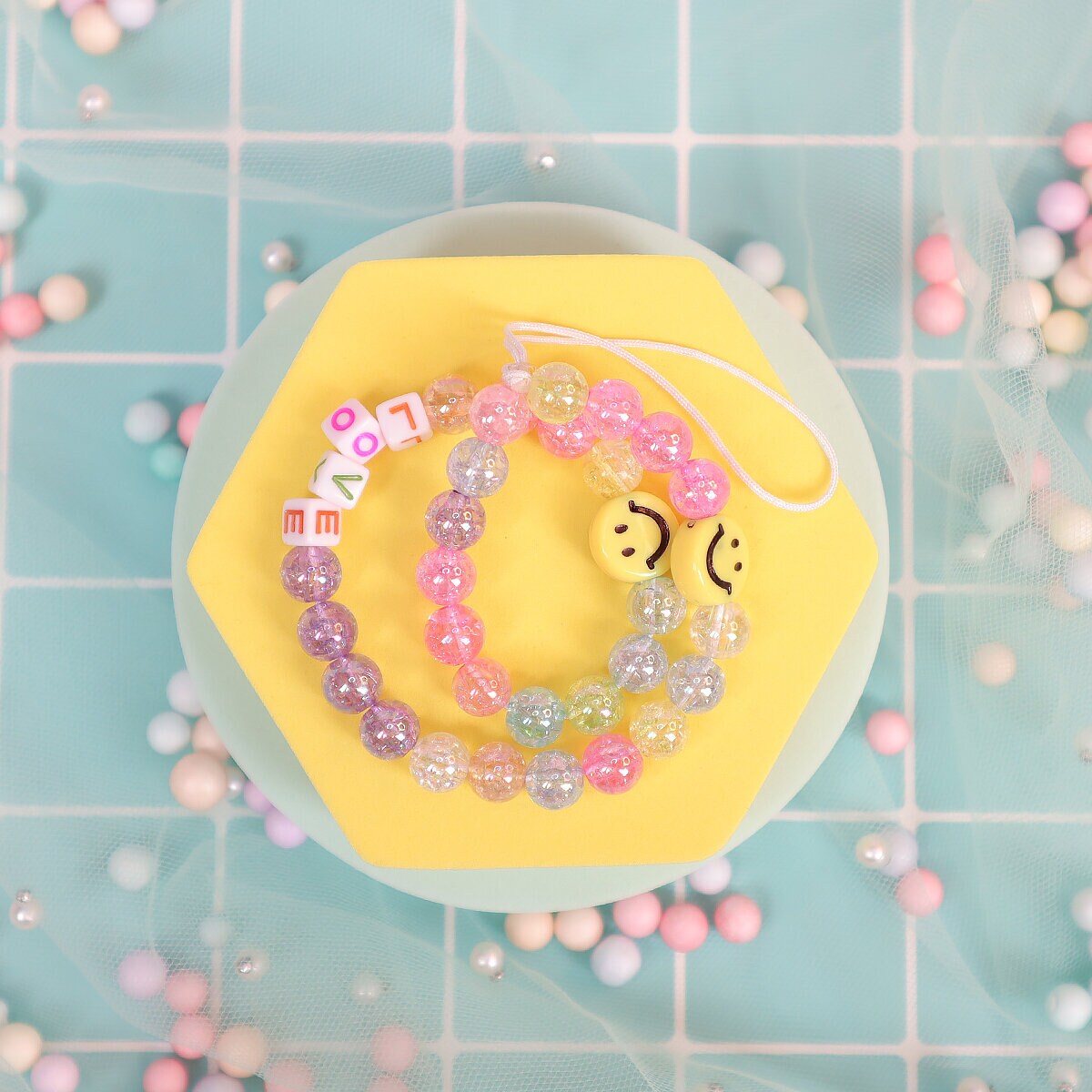 Phone charm - Pastel & smileys