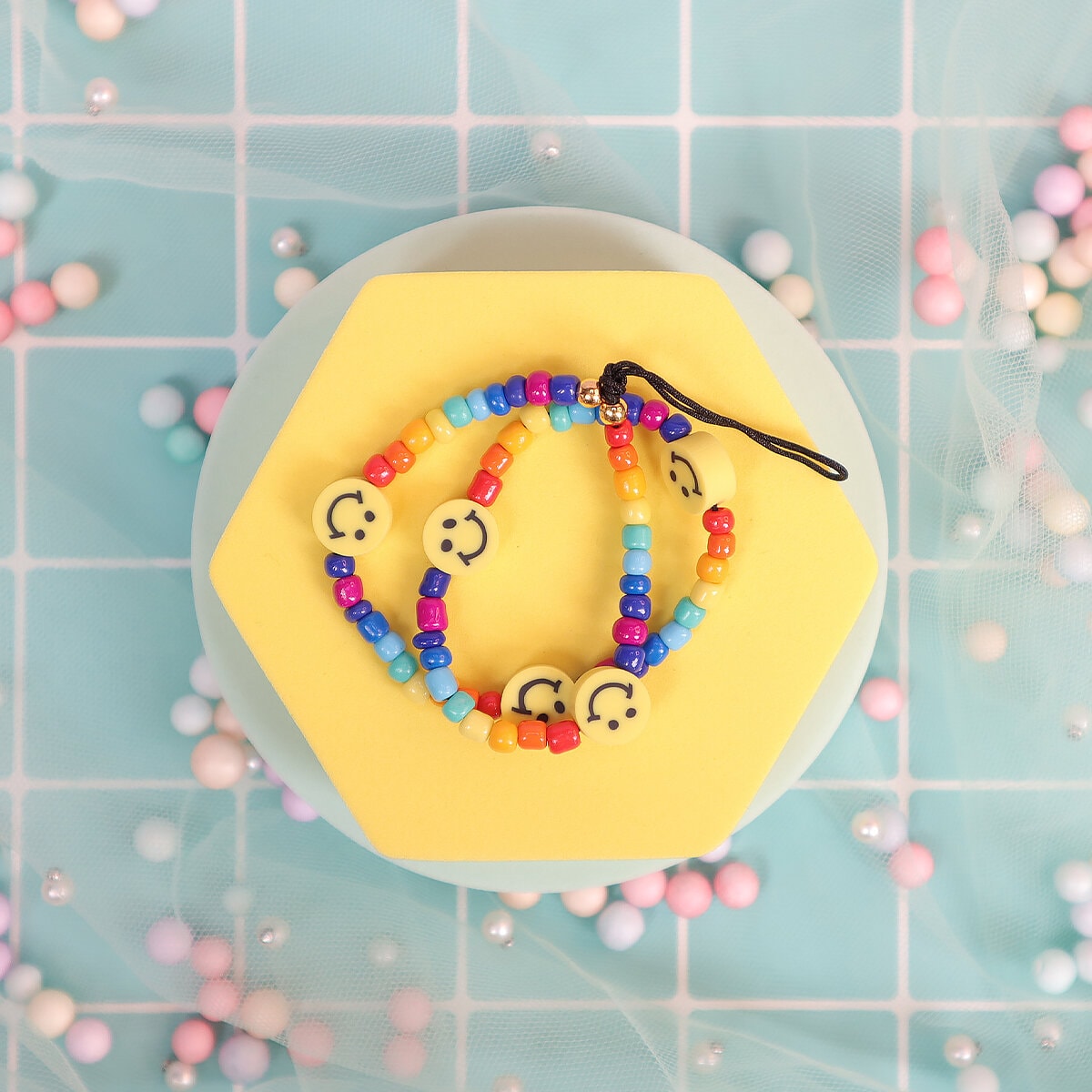 Phone charm - Rainbow smileys