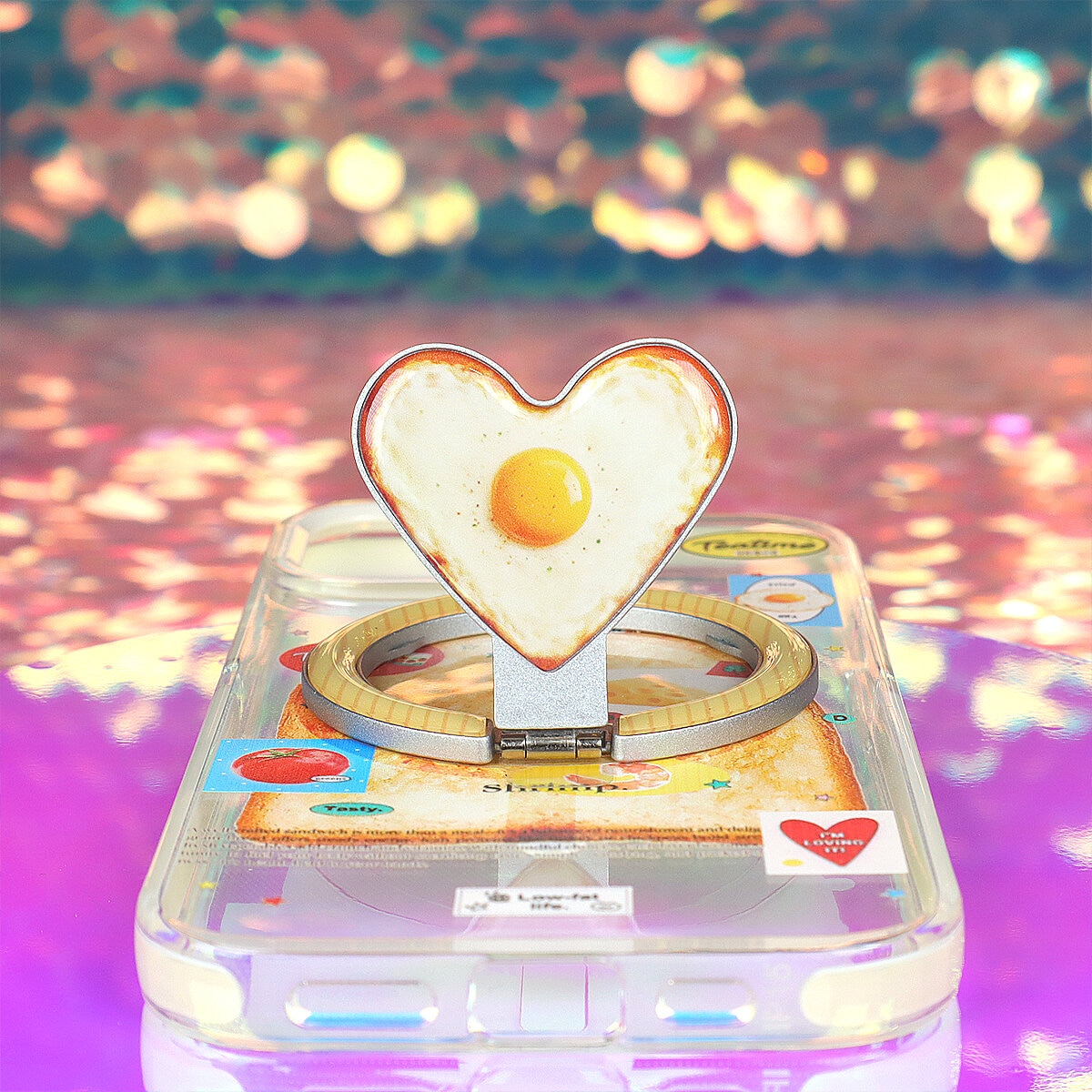 Mobilskal med Magsafe Phone Grip - Egg Heart Sandwich
