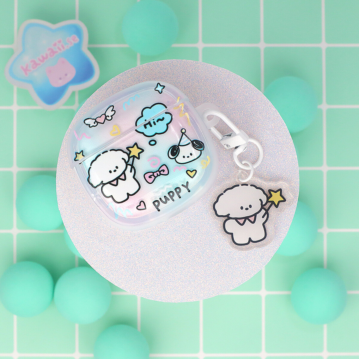 Airpodfodral med Bag Charm - Magic Wand Puppy