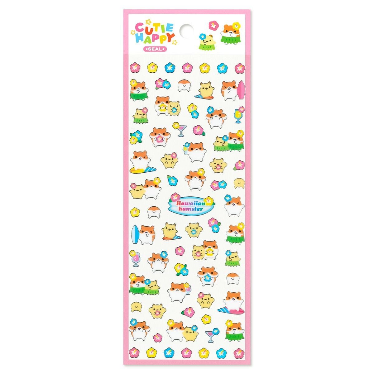 Cutie Happy Stickers - Hawaiian Hamster