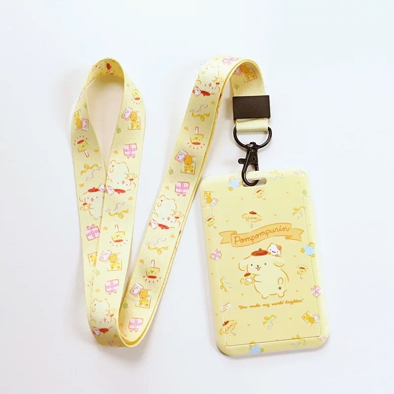 Korthållare med nyckelband - Pompom Purin, gul