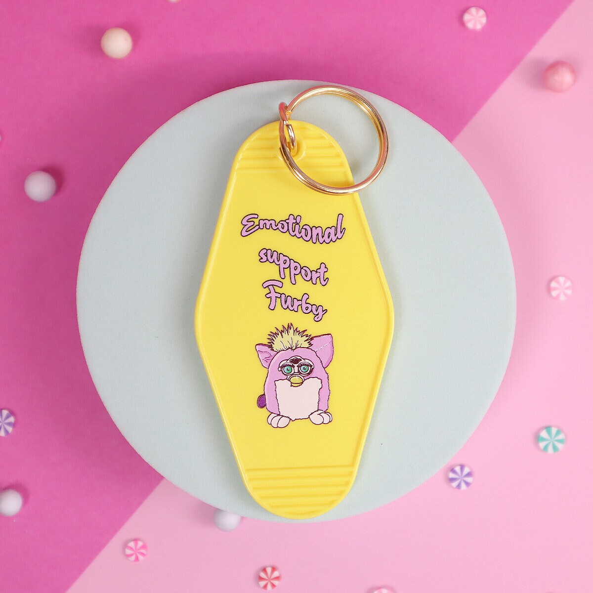 Motel key ring -  Emotional support Furby