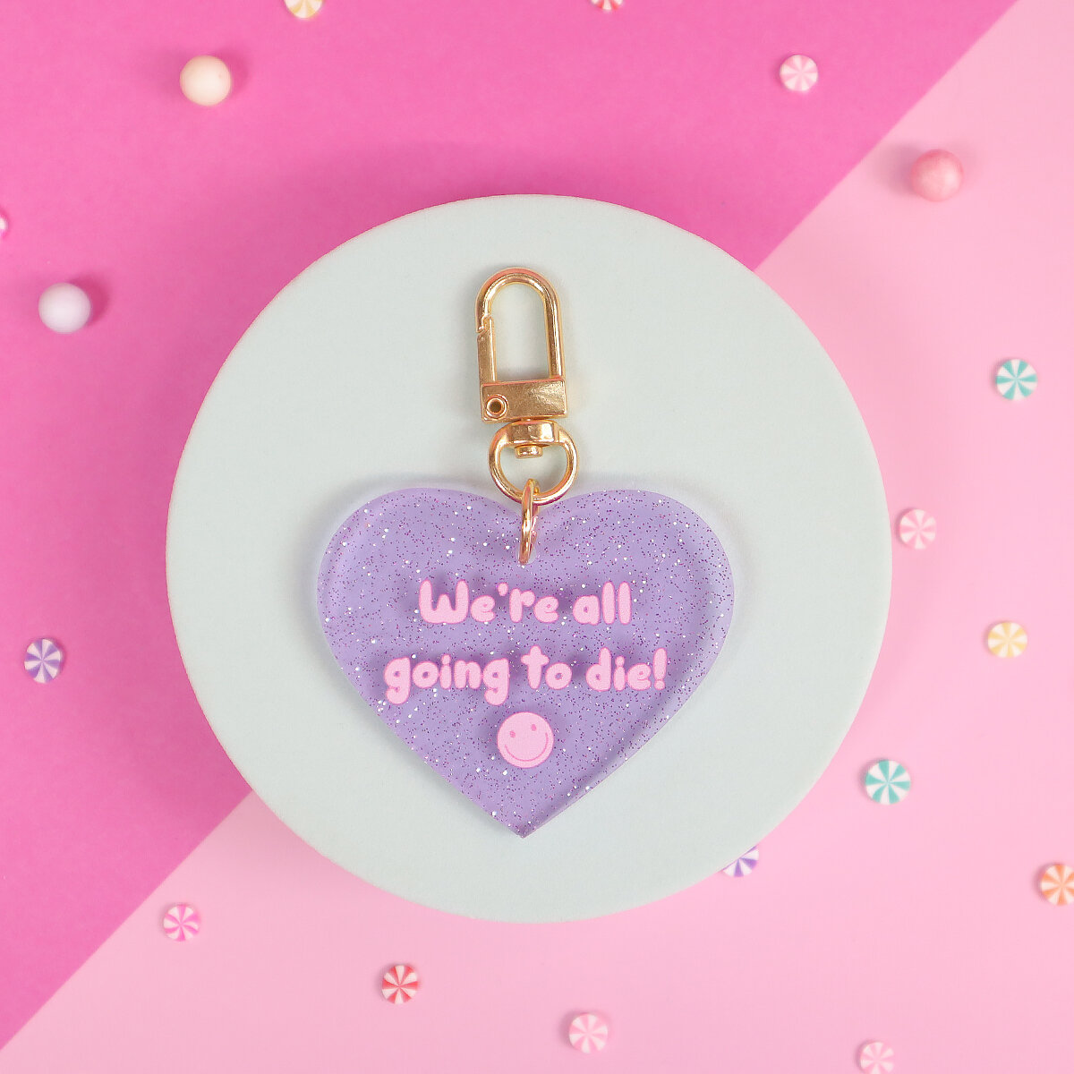 Glitter heart key ring - Going to die