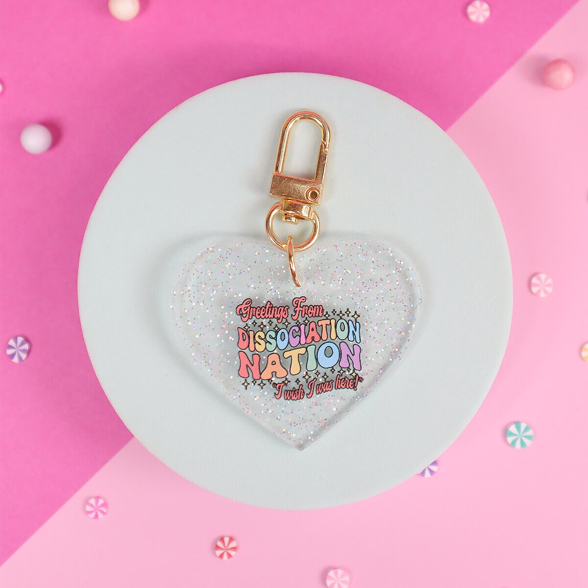 Glitter heart key ring - Dissociation nation