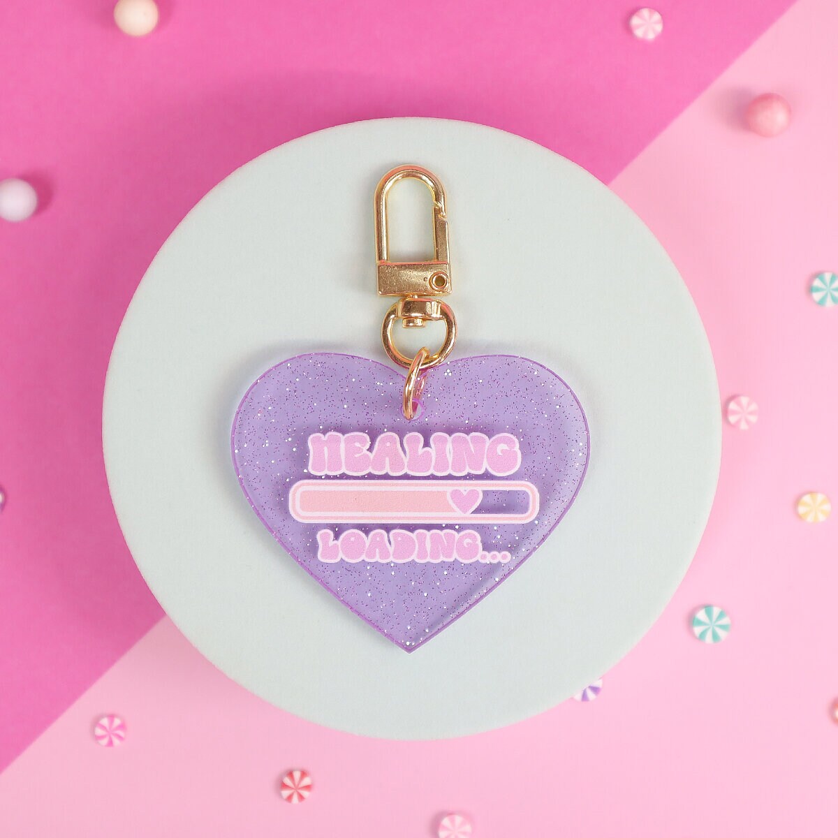 Glitter heart key ring - Healing loading