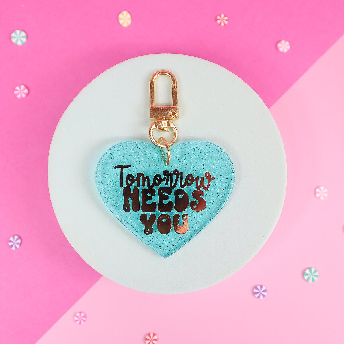 Glitter heart key ring - Tomorrow needs you