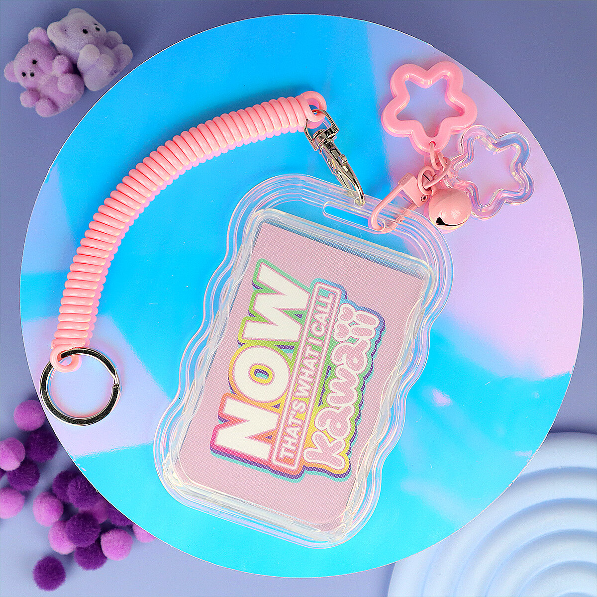 Korthållare med Snodd & Nyckelring - Wiggly Frame Rosa