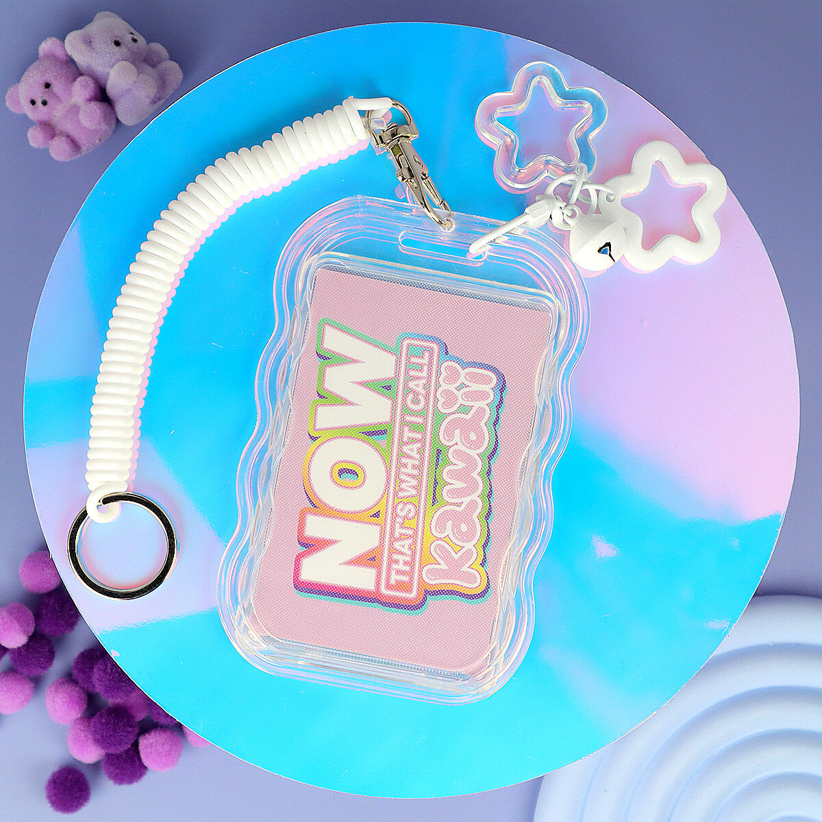 Korthållare med Snodd & Nyckelring - Wiggly Frame Vit