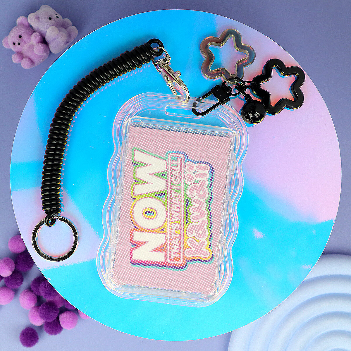 Korthållare med Snodd & Nyckelring - Wiggly Frame Svart