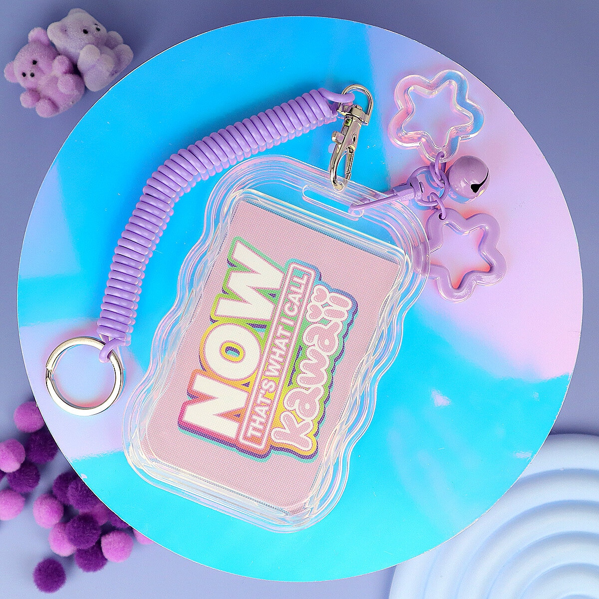 Korthållare med Snodd & Nyckelring - Wiggly Frame Lila