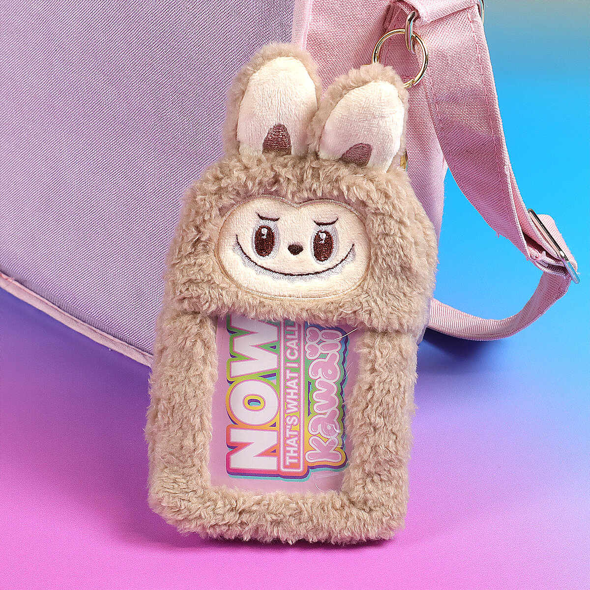 Fluffig korthållare - Ljusbrunt monster