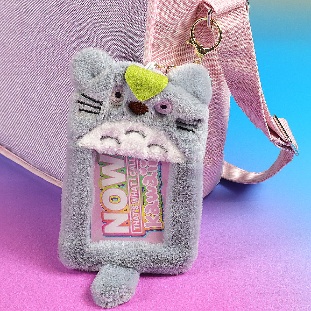 Fluffig korthållare - Totoro med löv