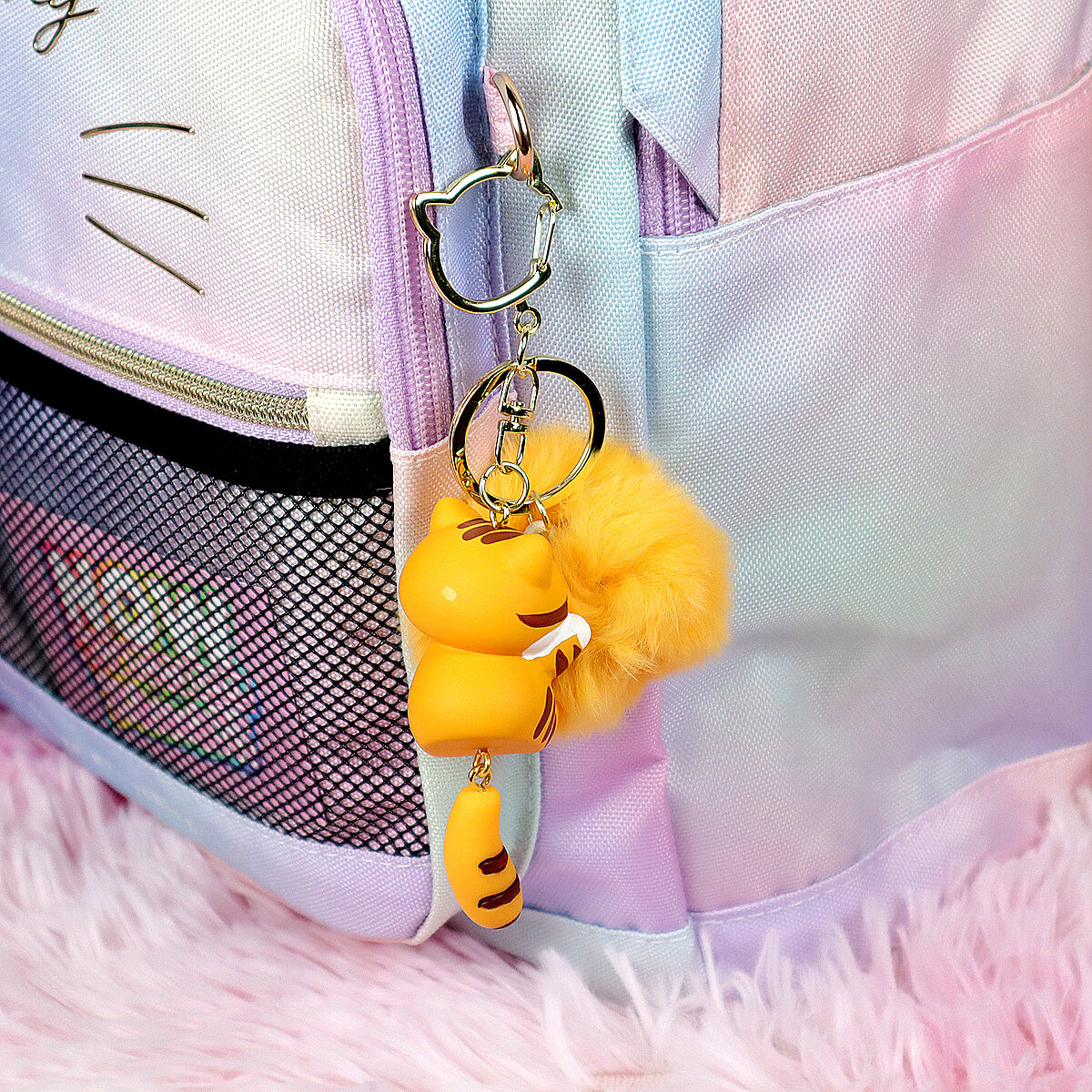 Puffig bag charm orange katt med svans