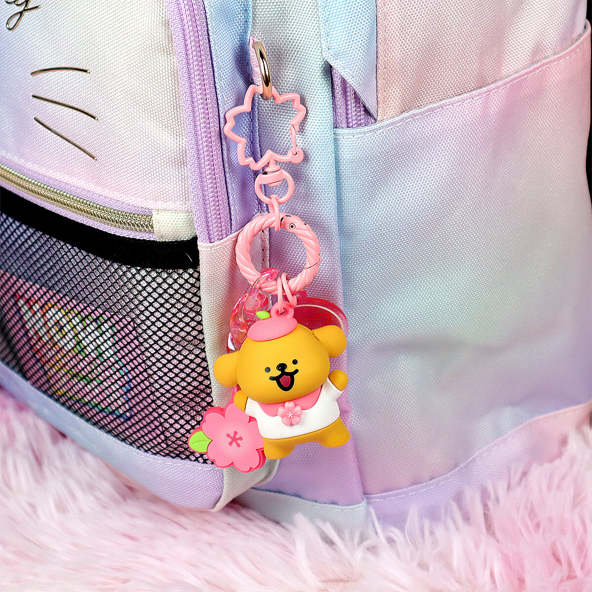 Bag Charm - Maltese Puppy Sakura Pink Beret