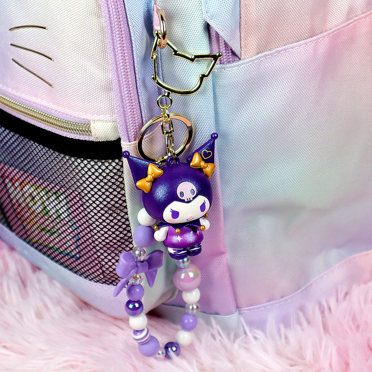 Bag Charm - Galxy Glitter Kuromi Lila med ögla