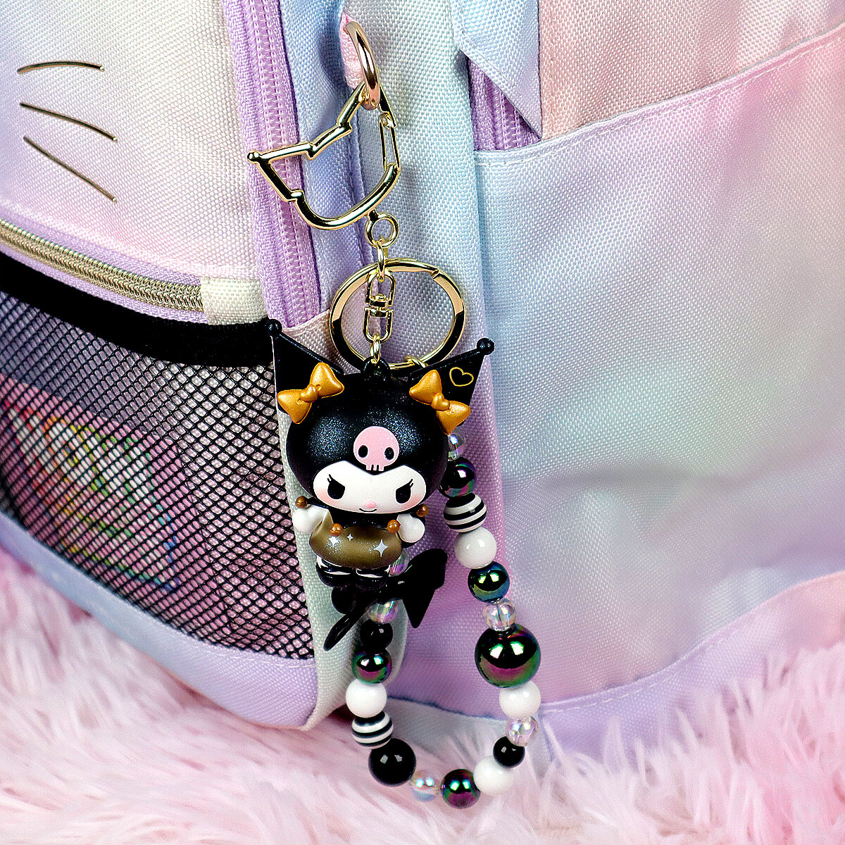Bag Charm - Galxy Glitter Kuromi Svart med ögla