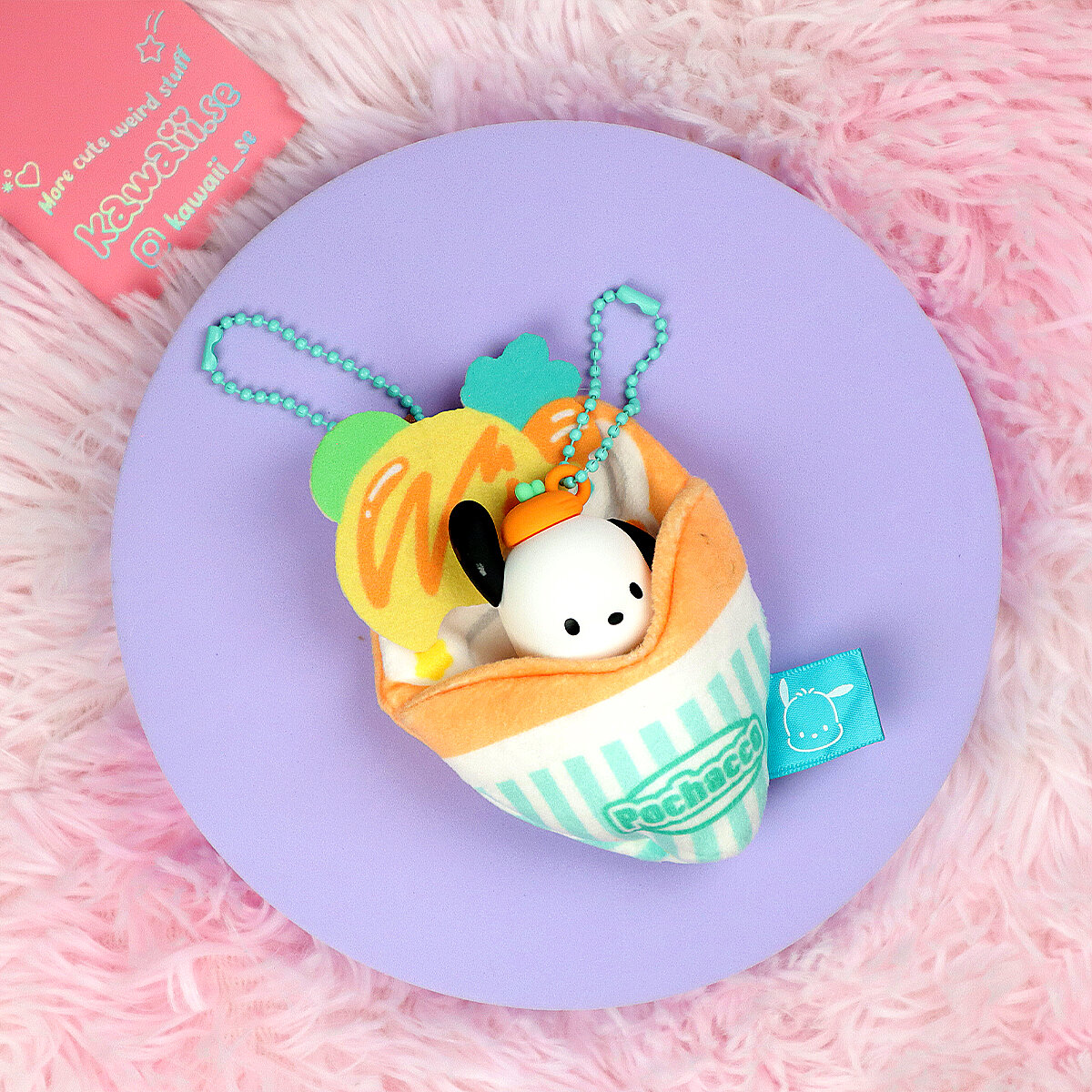 Nyckelring - Pochacco i Glassig Sovsäck