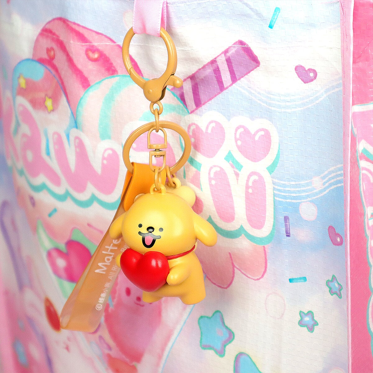 Bag Charm - Maltese Puppy Hearty Heart Gul