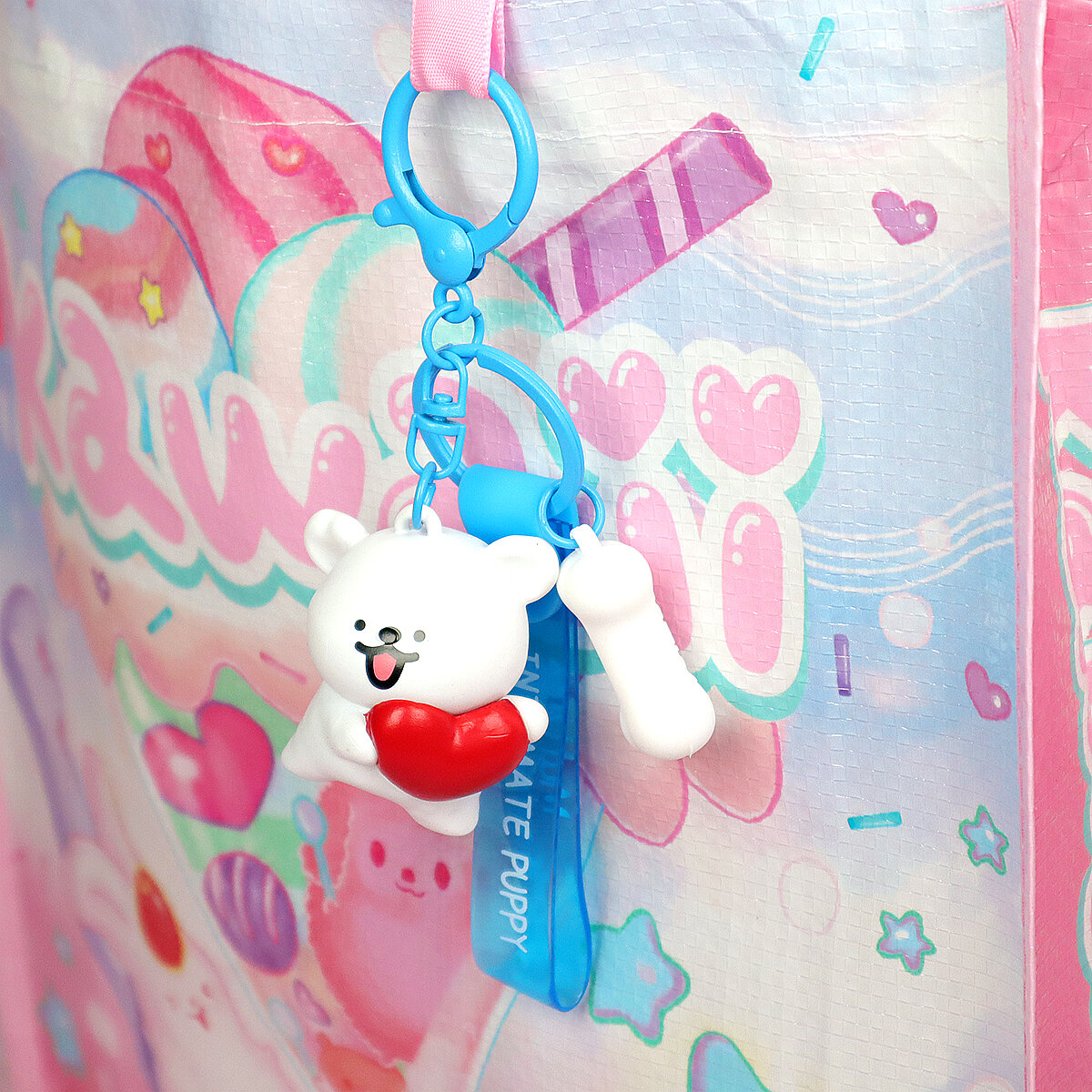 Bag Charm - Maltese Puppy Hearty Heart Vit