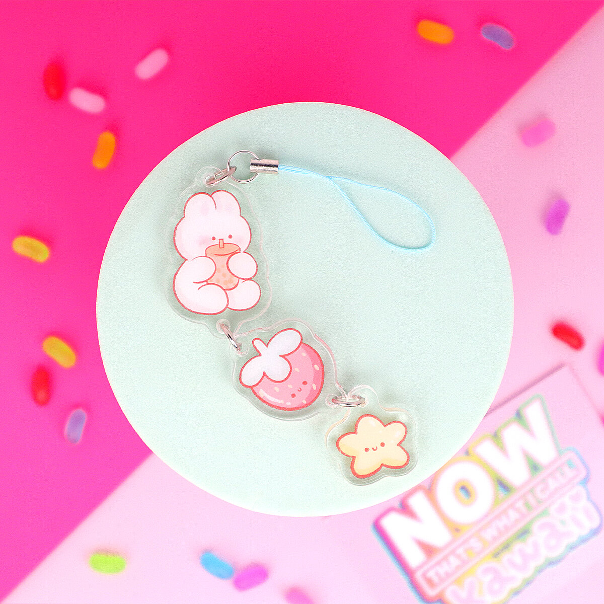 Mobilsmycke - Boba Bunny, Strawberry & Star