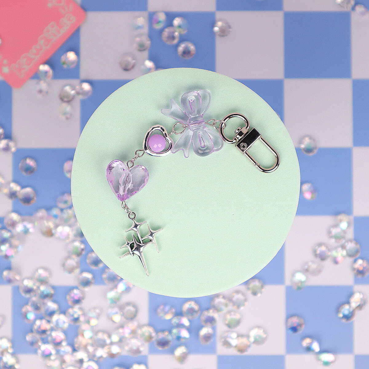Bag Charm Purple Bow & Sparkles