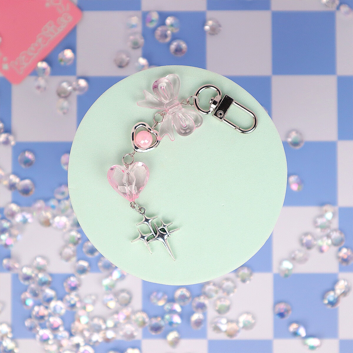 Bag Charm Pink Bow & Sparkles