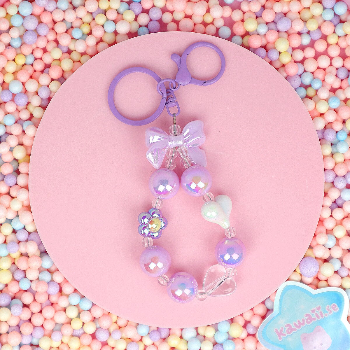 Bag Charm - Shiny Purple Beads