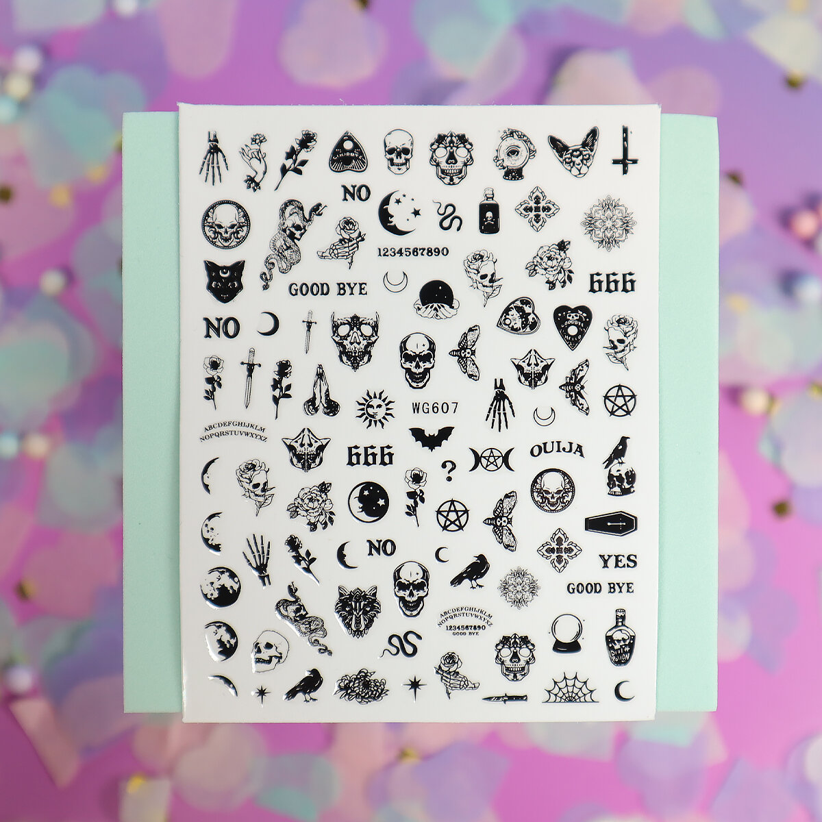 Nagelstickers - Skelett & svartkonst (WG607)