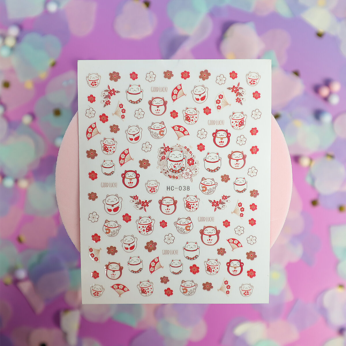 Nagelstickers - Lyckokatter & blommor (HC-038)