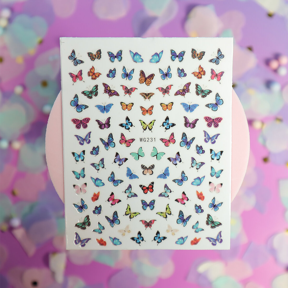 Nagelstickers - Färgglada fjärilar (WG231)