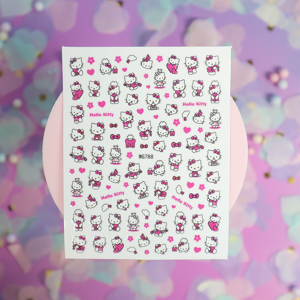 Nagelstickers - Hello Kitty, hjärtan & rosetter (WG788)