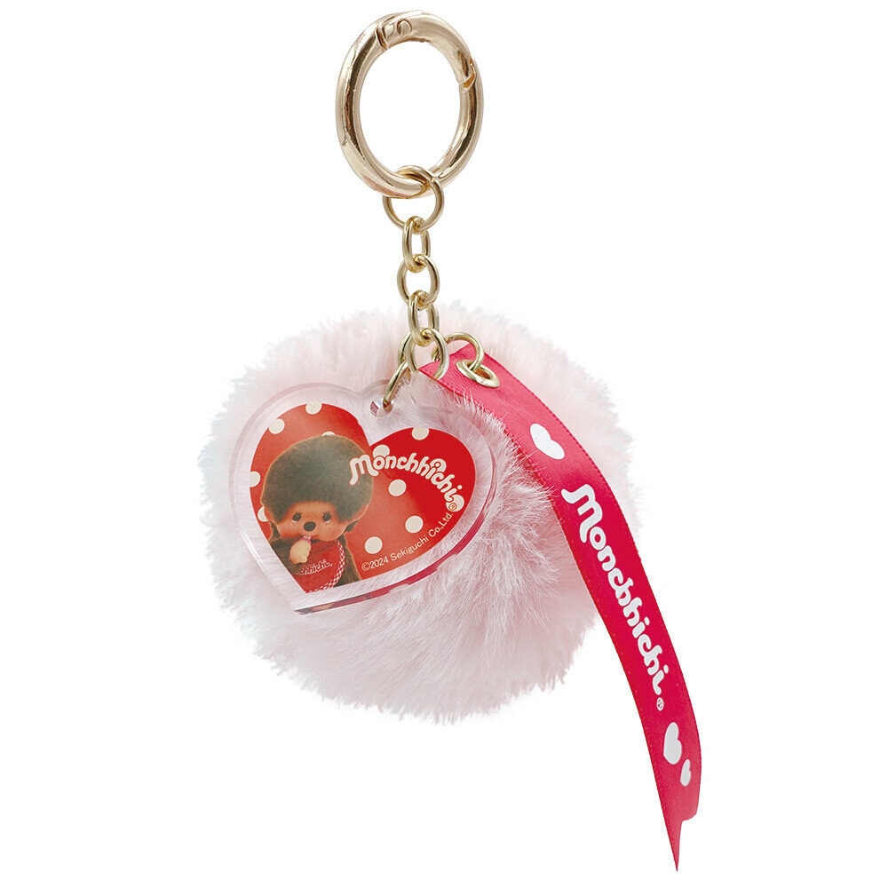 Bag Charm, Pink Monchhichi Fur