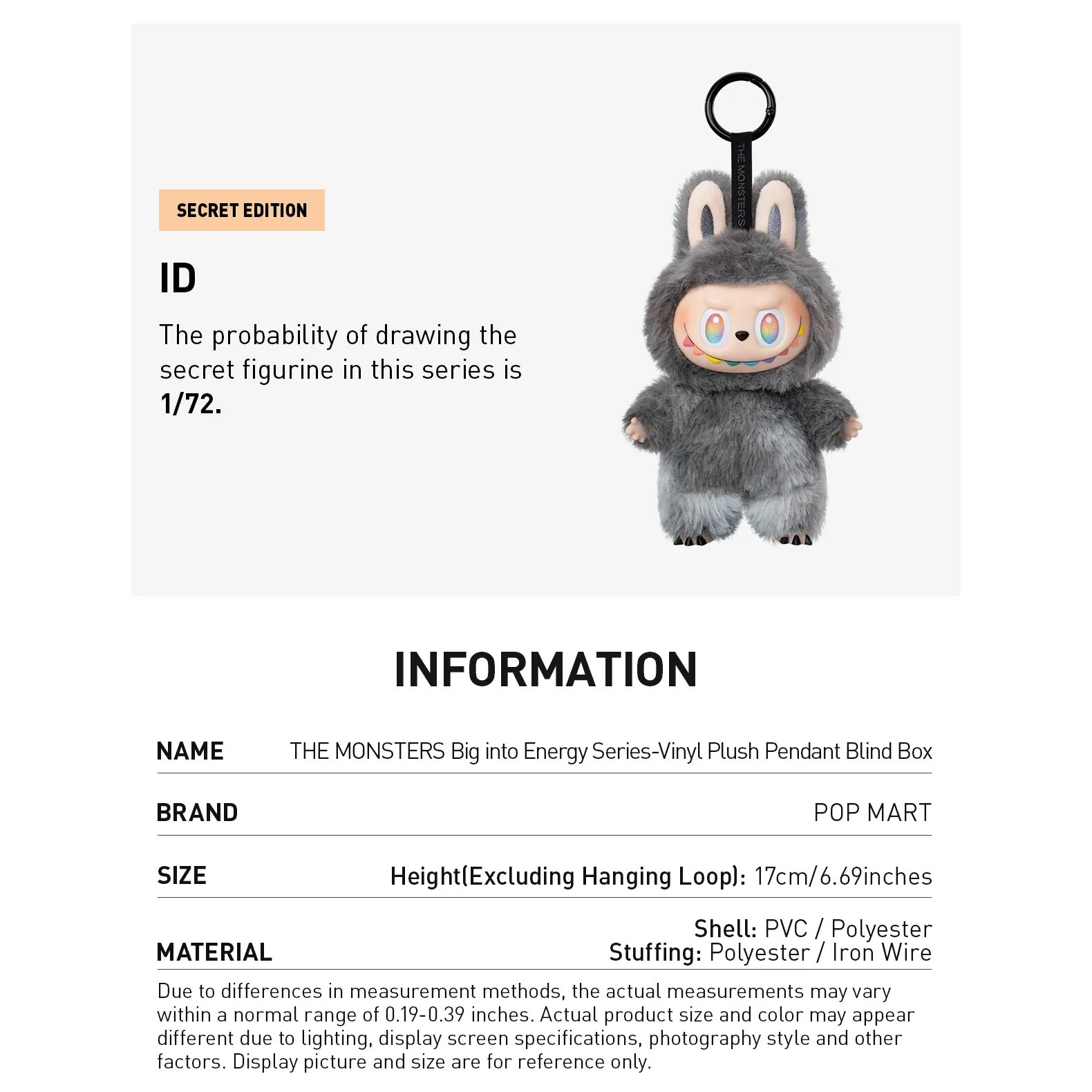 THE MONSTERS - Big into Energy Series-Vinyl Plush Pendant Blind Box