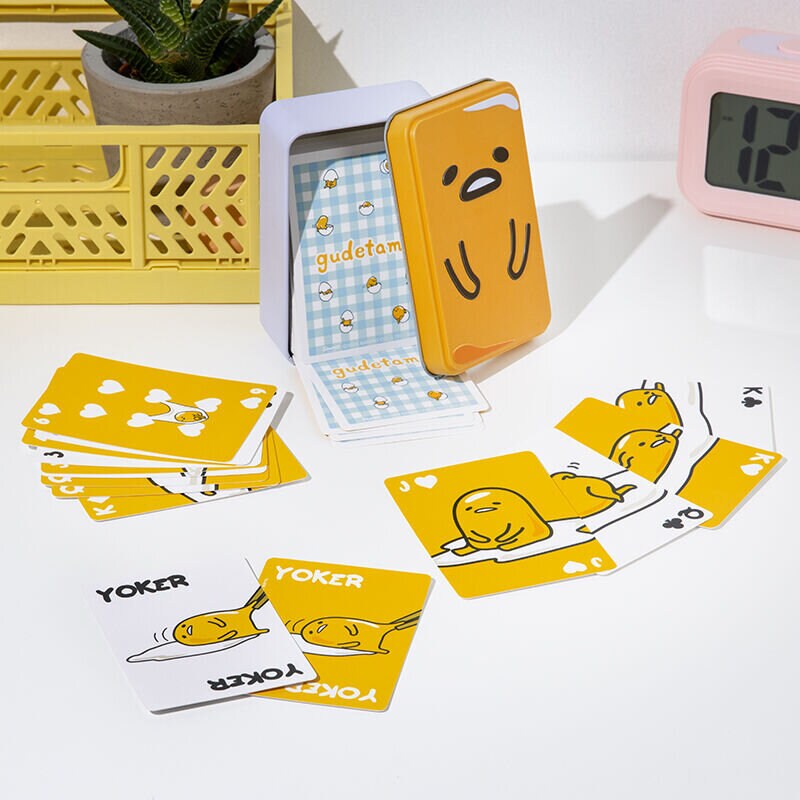 Gudetama-kortlek i plåtask