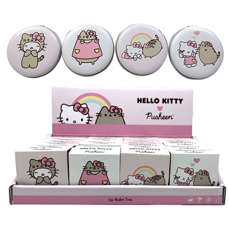 Läppbalsam - Hello Kitty x Pusheen i metall-ask