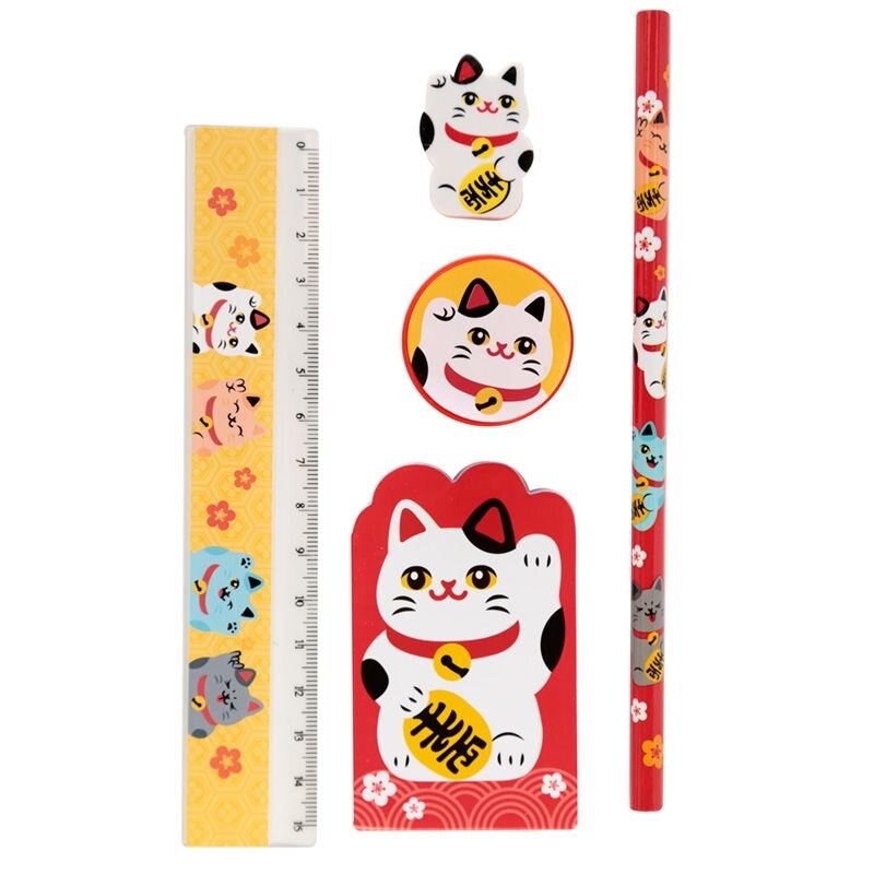 Stationery set i 5 delar - Lyckokatt
