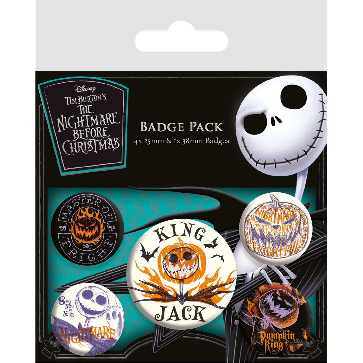 5-pack knappar - The Nightmare Before Christmas, king Jack