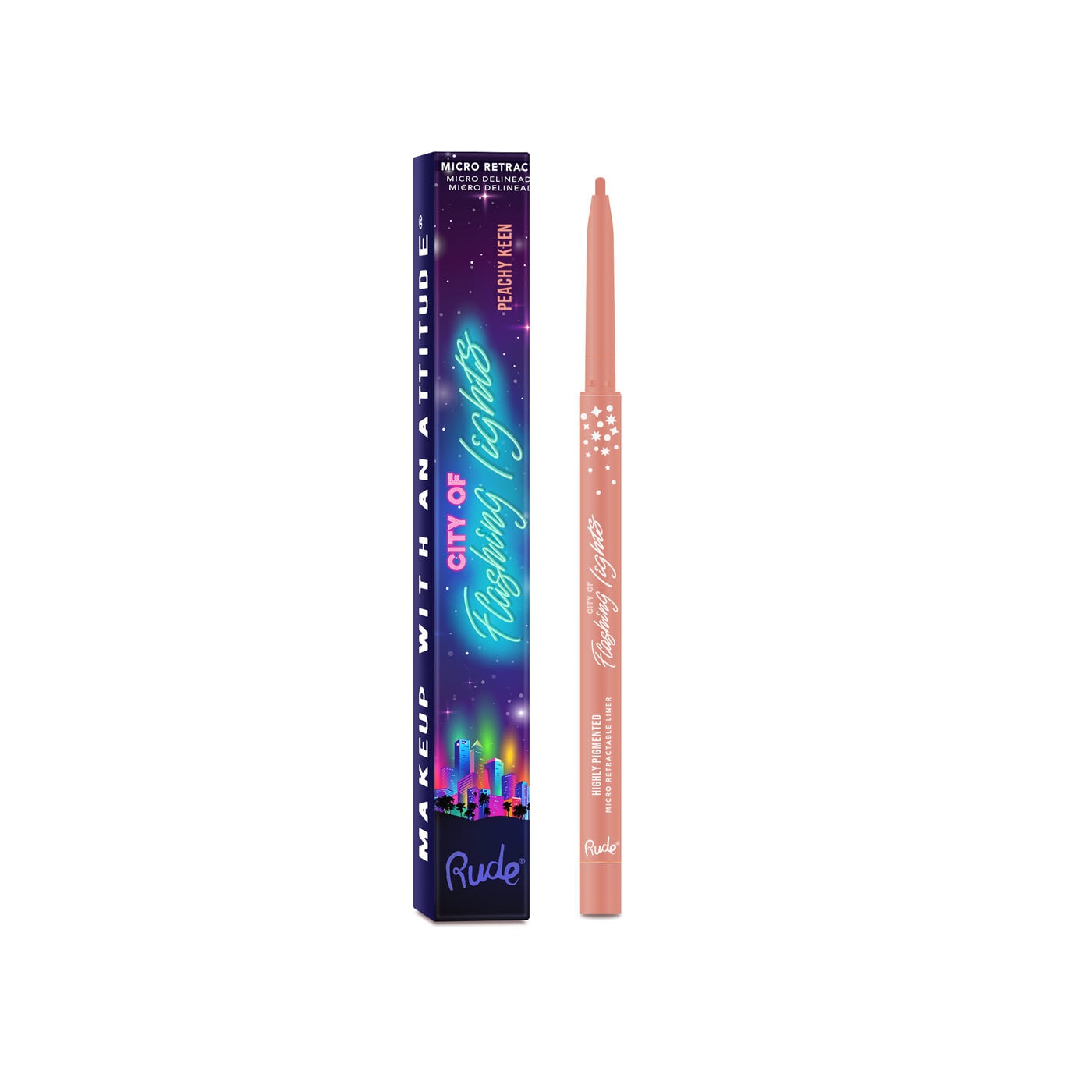 City of Flashing Lights Micro Retractable Liner - Peachy Keen