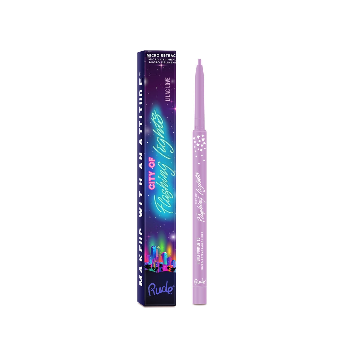 City of Flashing Lights Micro Retractable Liner - Lilac Love