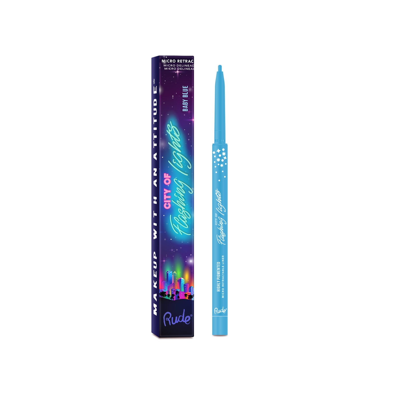 City of Flashing Lights Micro Retractable Liner - Baby Blue