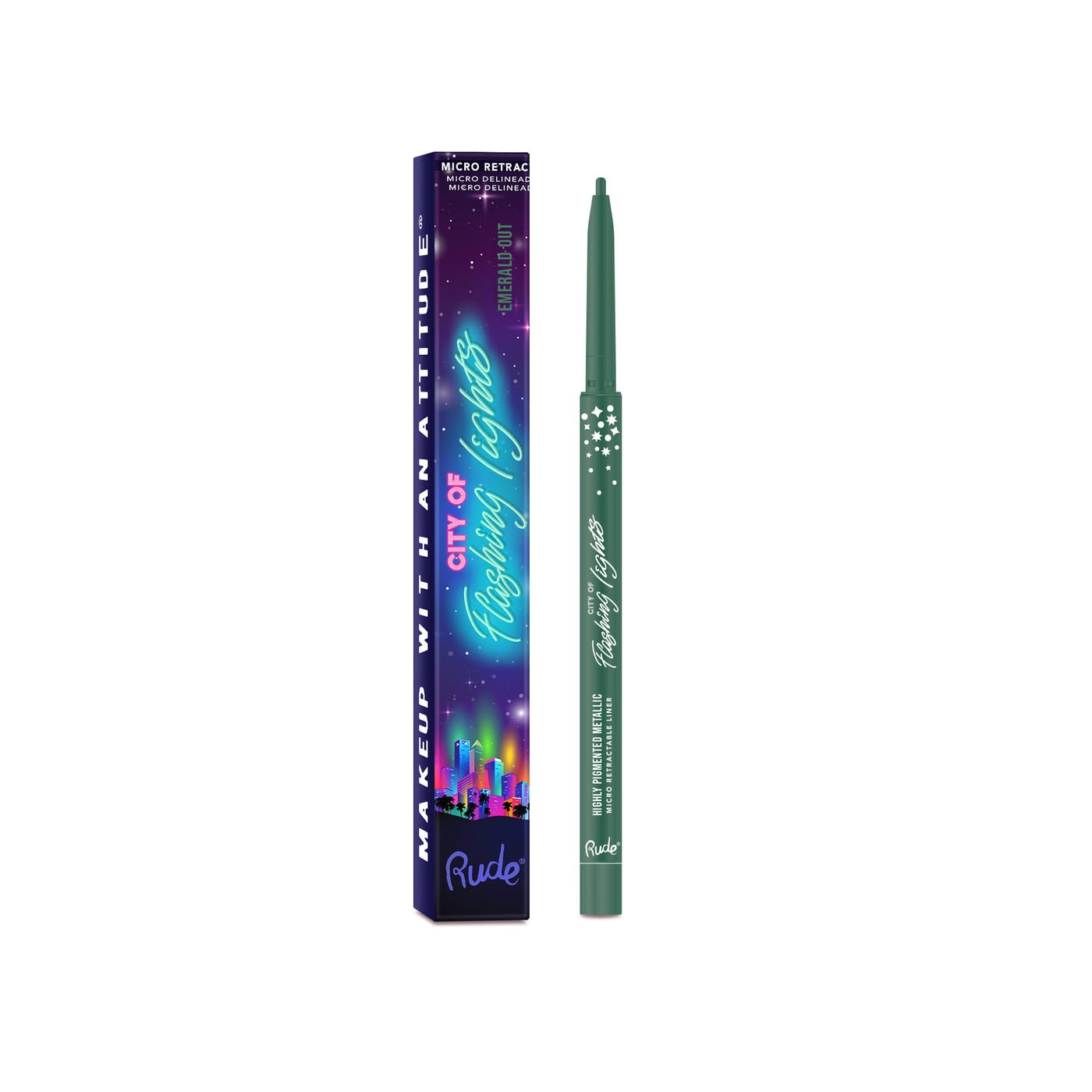 City of Flashing Lights Micro Retractable Liner - Emerald Out