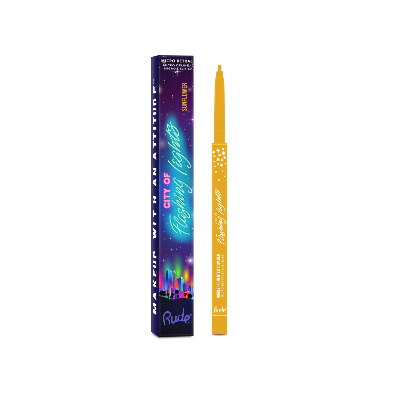 City of Flashing Lights Micro Retractable Liner - Sunflower