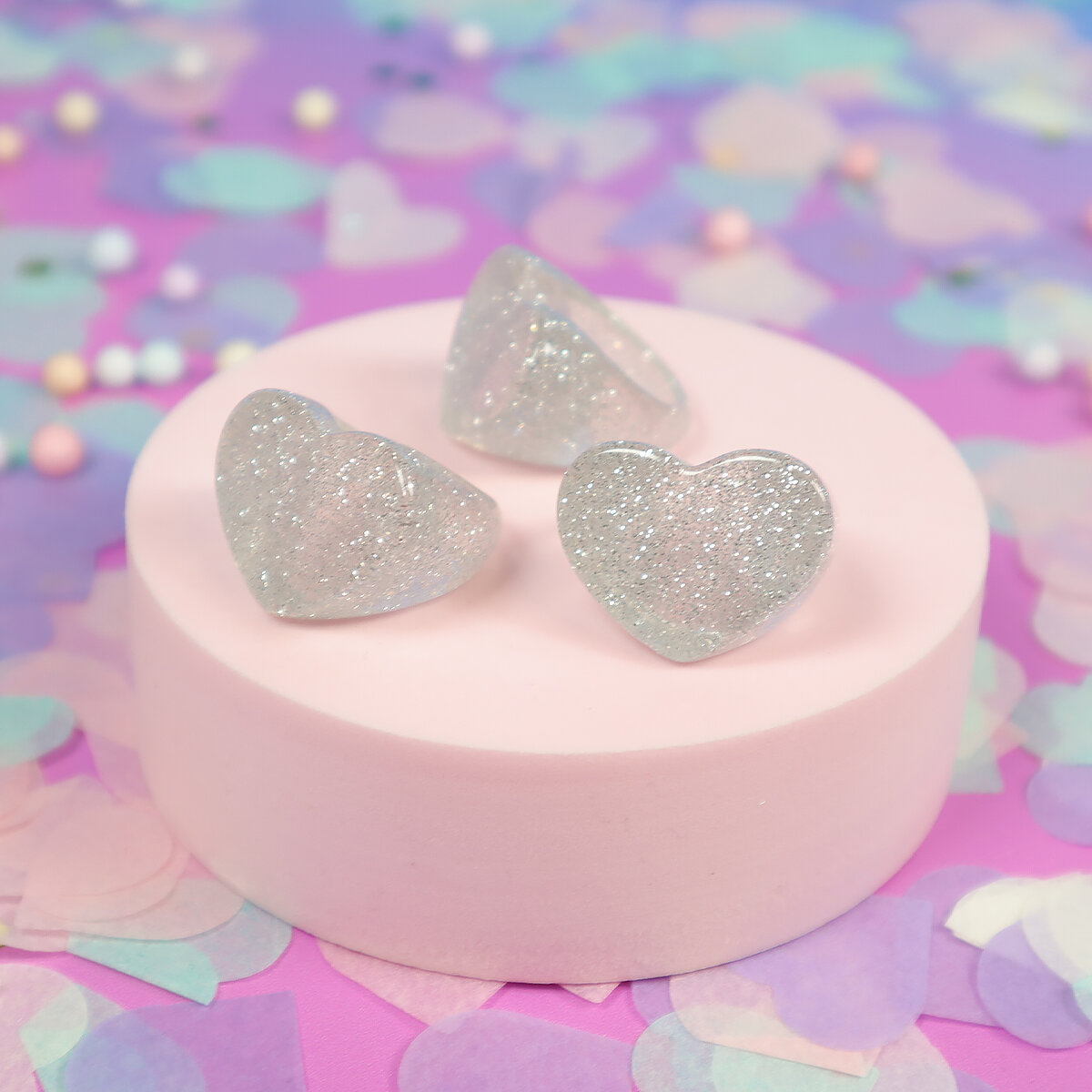 Chonky ring - Silver-glittrigt Hjärta