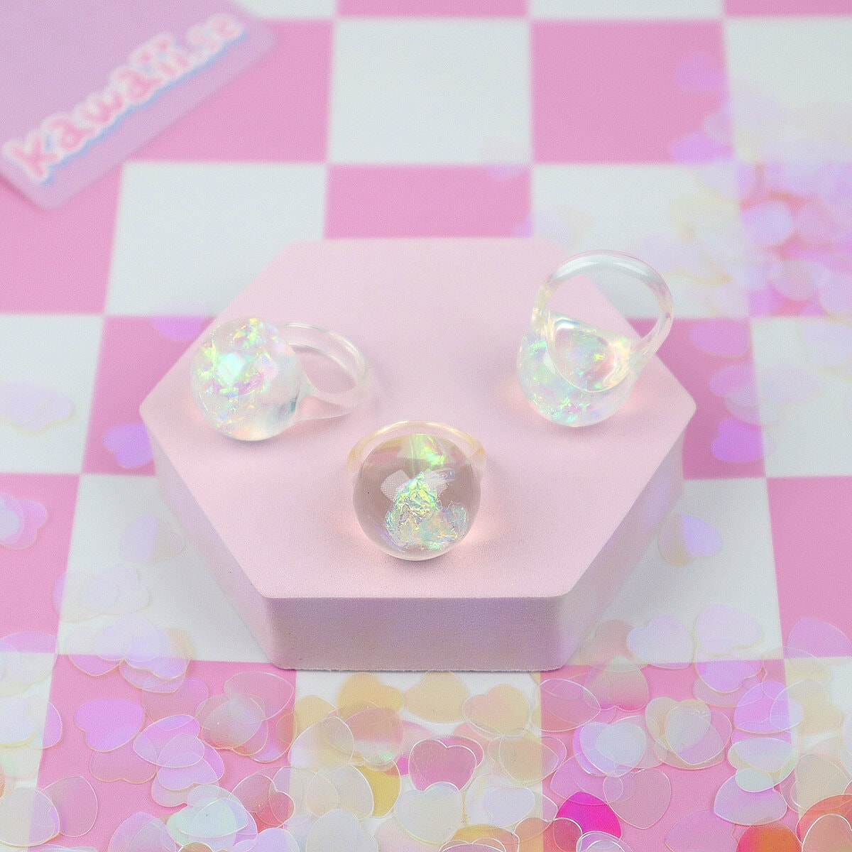 Chonky Ring - Iriserande Transparent Glob