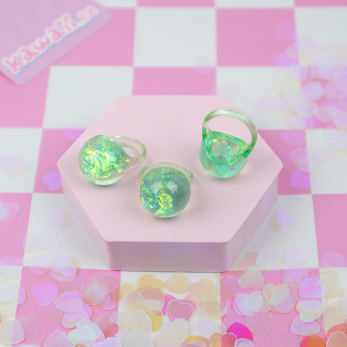 Chonky Ring - Iriserande Grön Glob