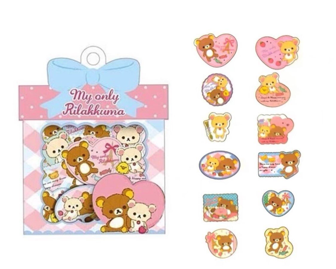 Lösa stickers - Rilakkuma blå rosett (SE17802)
