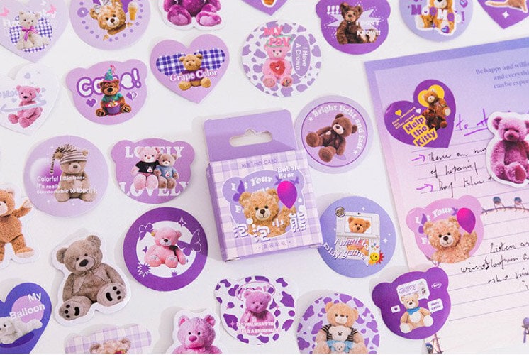 Stickers box - Lila nallar (E086B)
