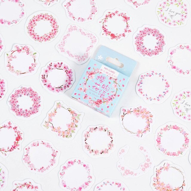 Stickers box - Rosa blomkransar